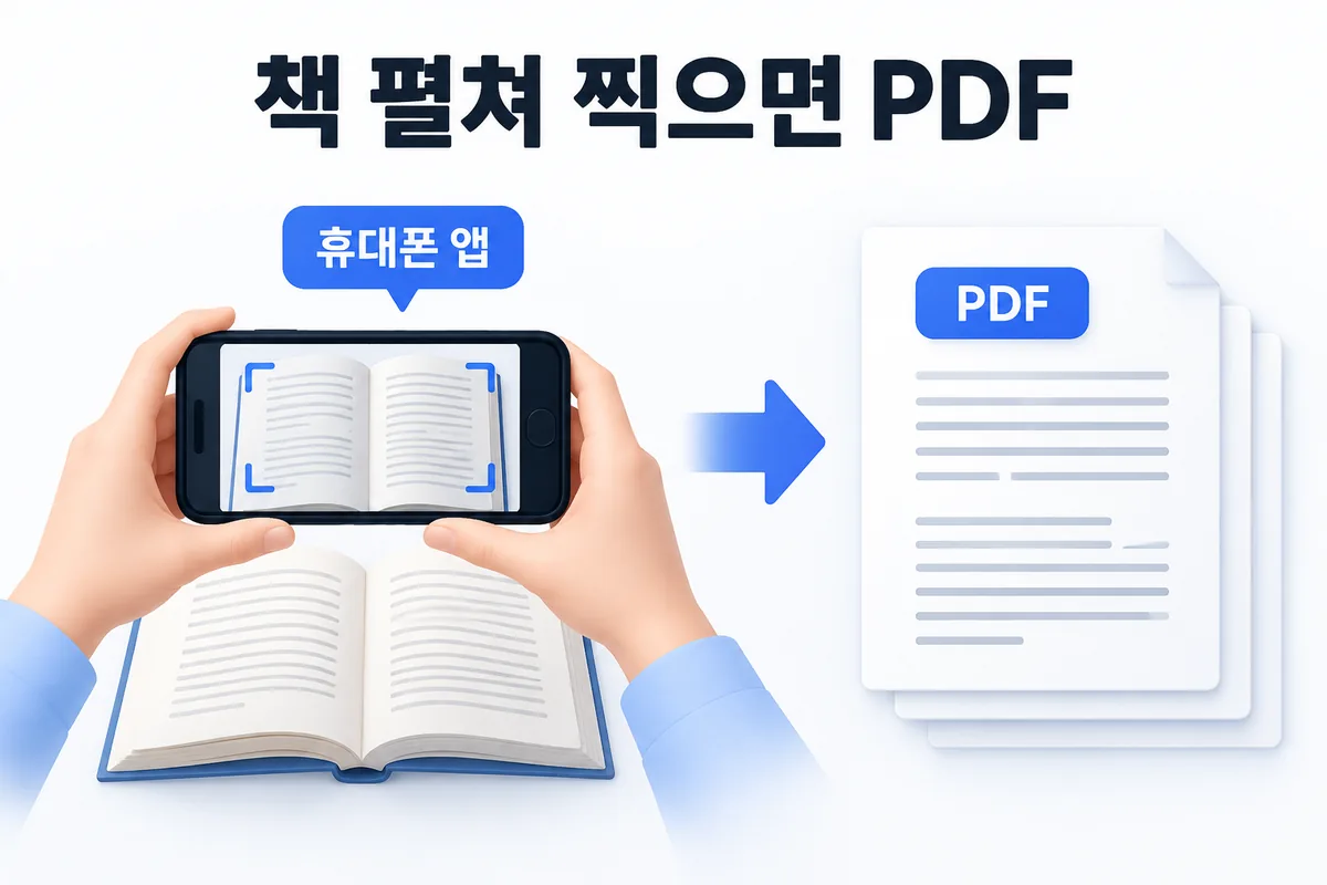 책 스캔 PDF 만들기 — 휴대폰 앱으로 펼친 책을 찍으면 PDF