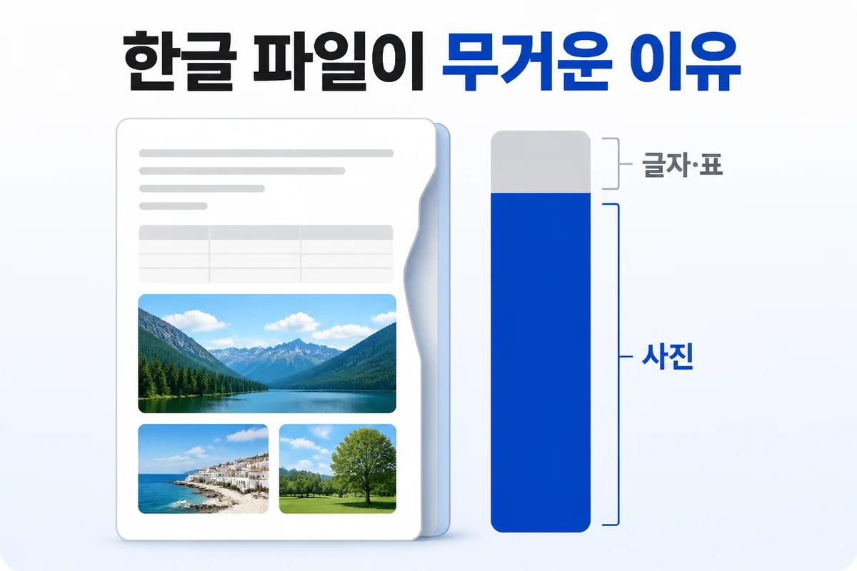한글 파일이 무거운 이유 — 글자·표보다 문서 속 사진이 용량 대부분을 차지