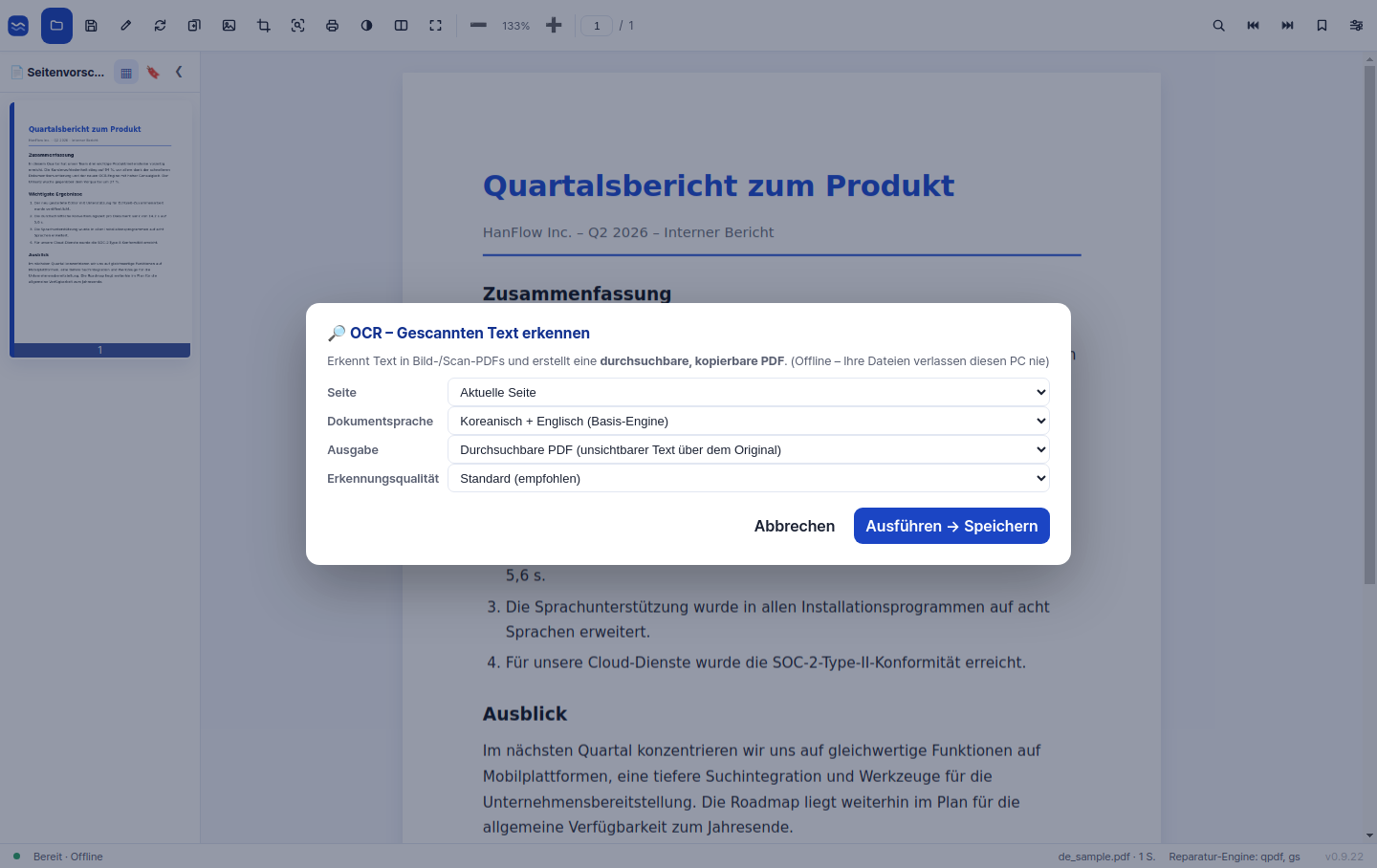 Hochpräzises OCR für gescannte Dokumente