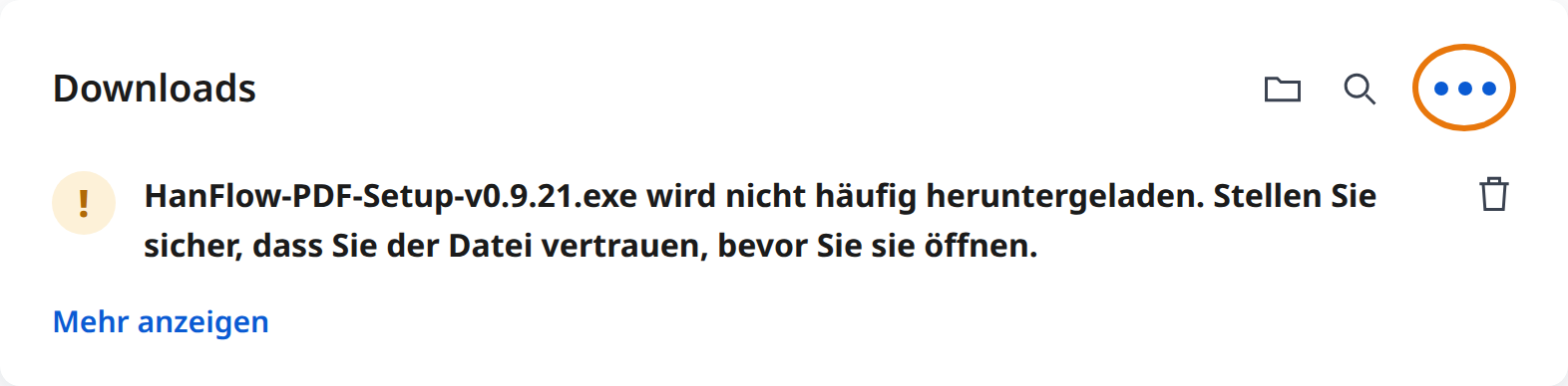In der Edge-Download-Warnung „Weitere Aktionen (⋯)“ anklicken