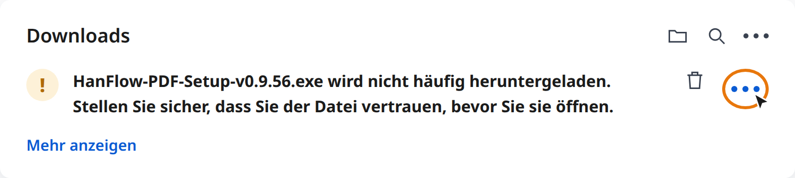 In der Edge-Download-Warnung „Weitere Aktionen (⋯)“ anklicken
