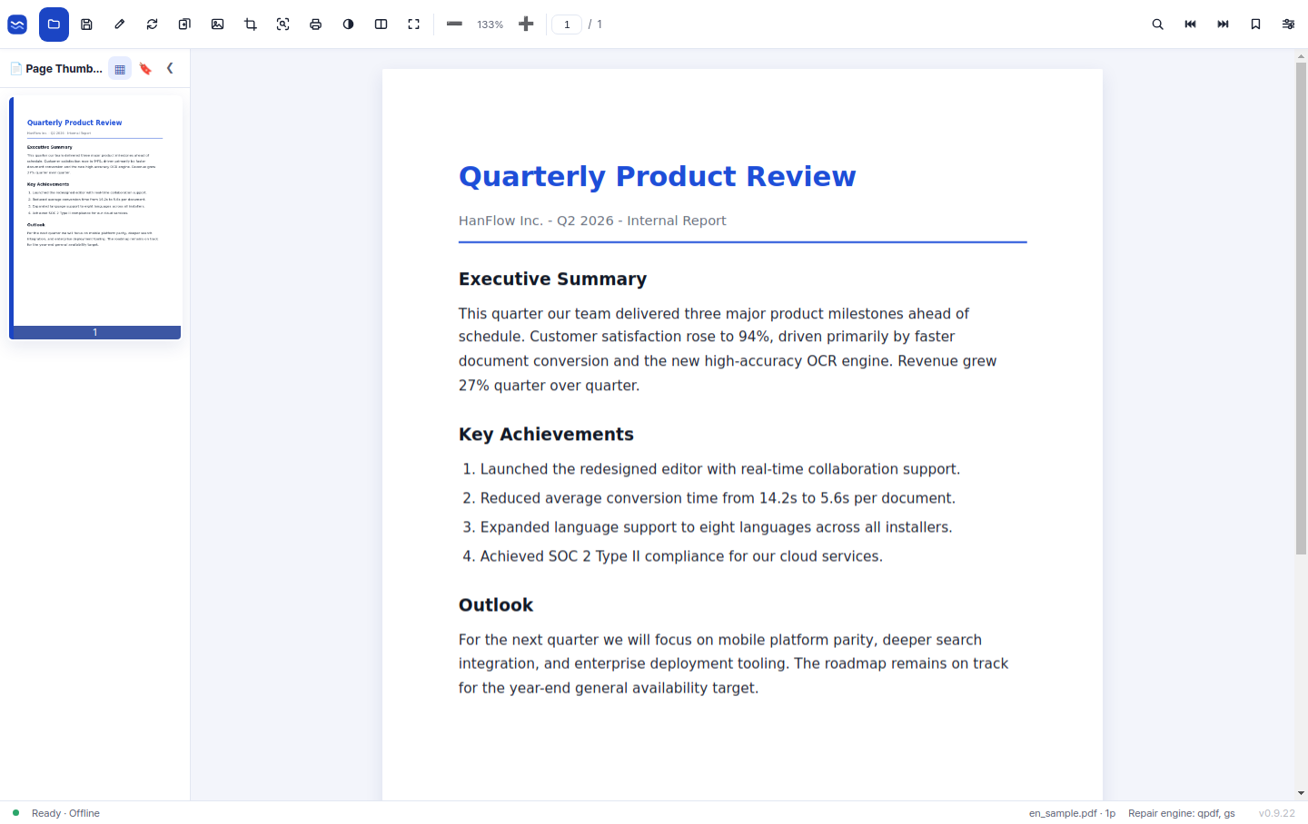 Clean reading and editing screen