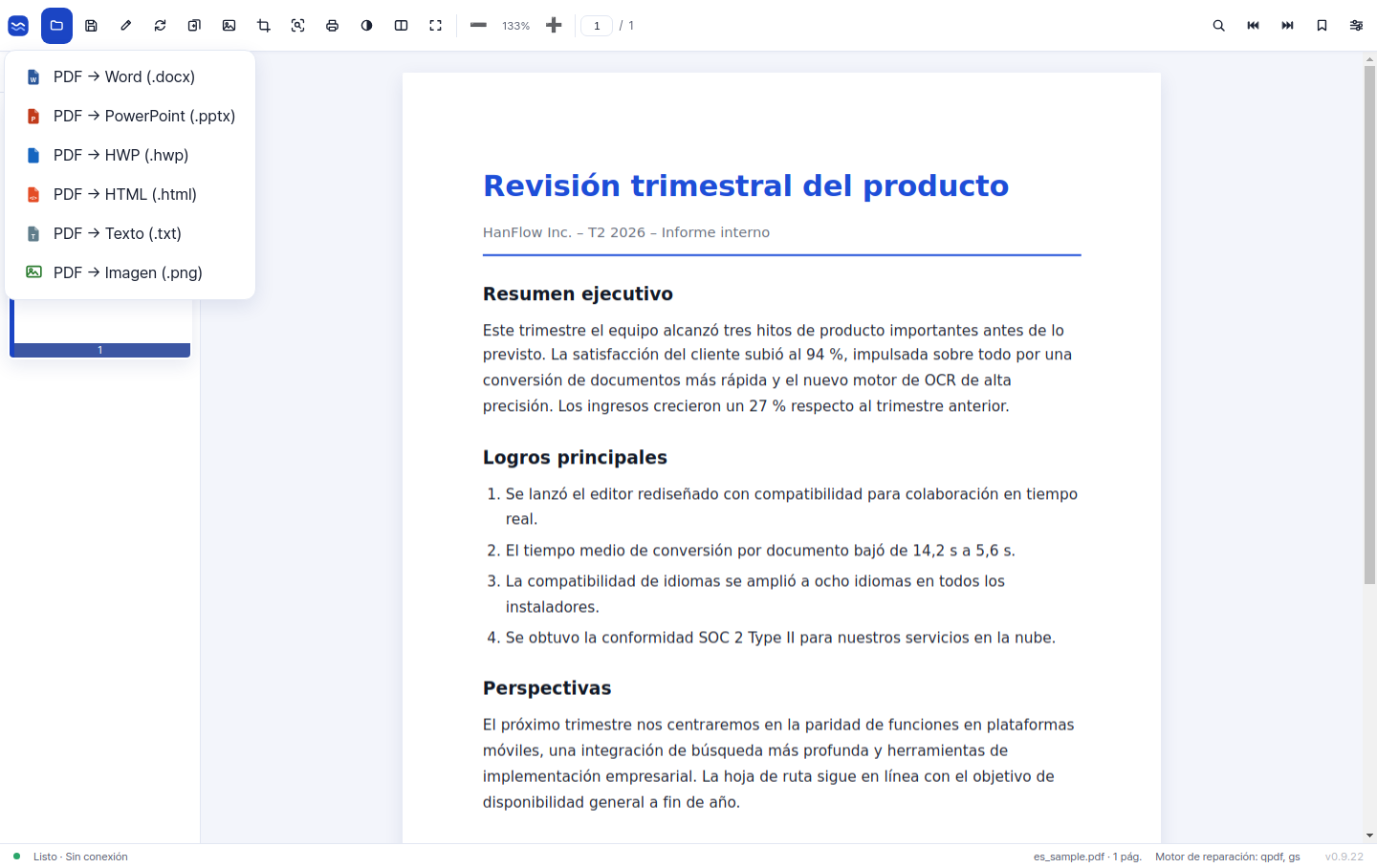 Convierta PDF a Word, PowerPoint, HTML, texto e imágenes