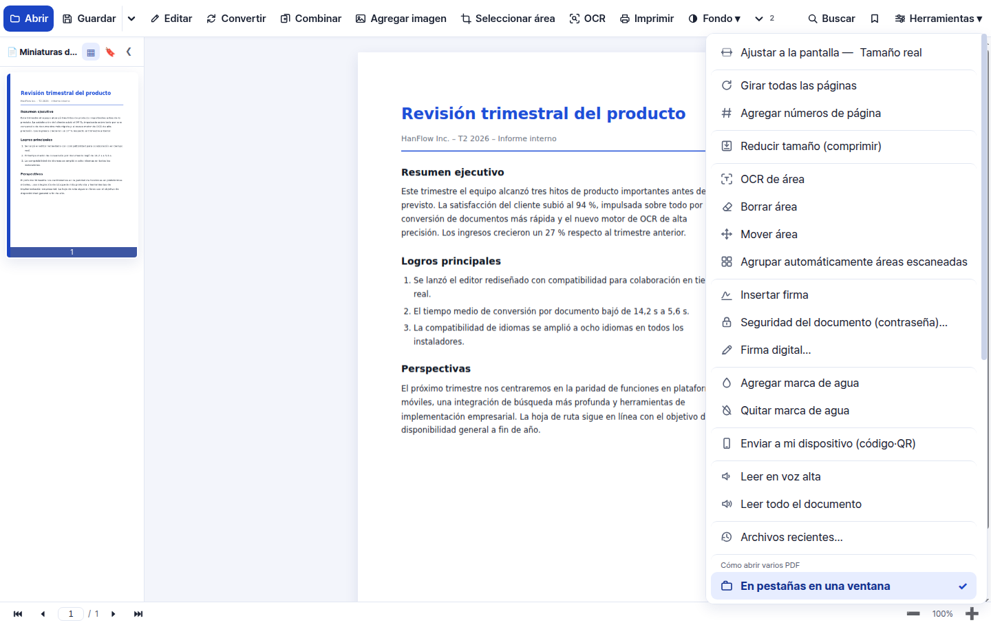 Todo en un solo menú de herramientas