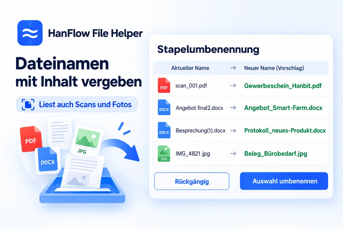 Stapel-Umbenennung — inhaltsbasierte automatische Vorschläge