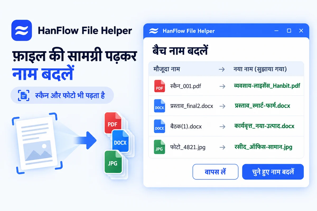 एक साथ नाम बदलना — सामग्री पर आधारित स्वतः सुझाव