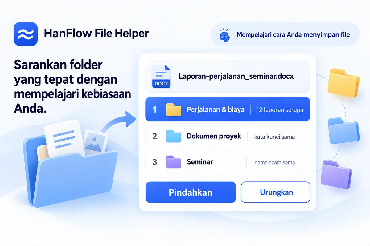 Penataan otomatis — rekomendasi folder hasil pembelajaran