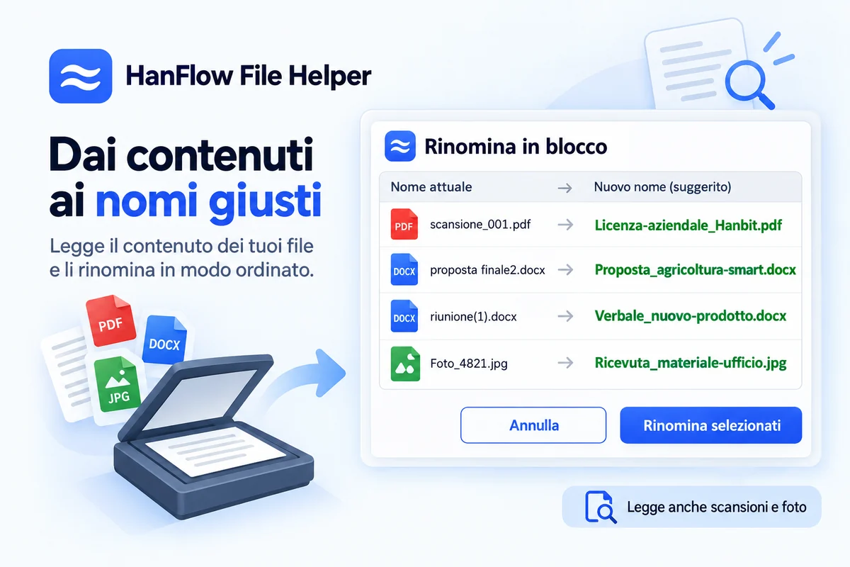 Rinomina in blocco — suggerimenti automatici basati sul contenuto