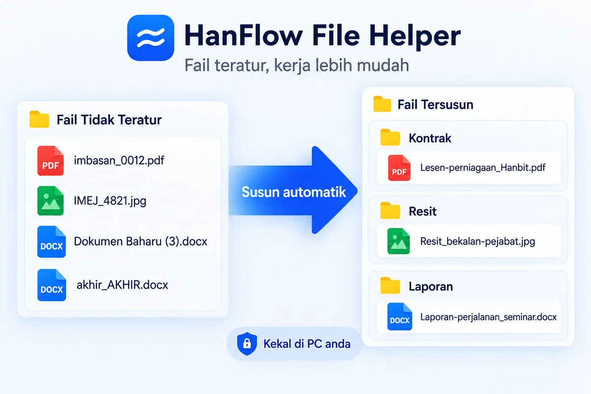 Skrin utama HanFlow Pembantu Fail
