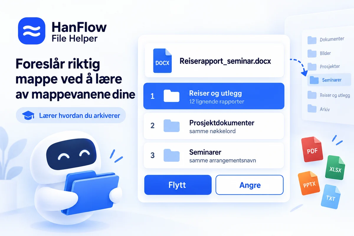Automatisk organisering — innlærte mappeanbefalinger