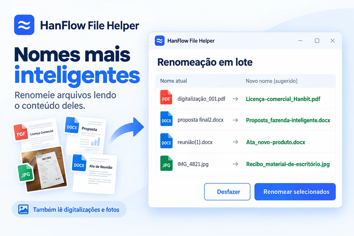 Renomeação em lote — sugestões automáticas baseadas no conteúdo
