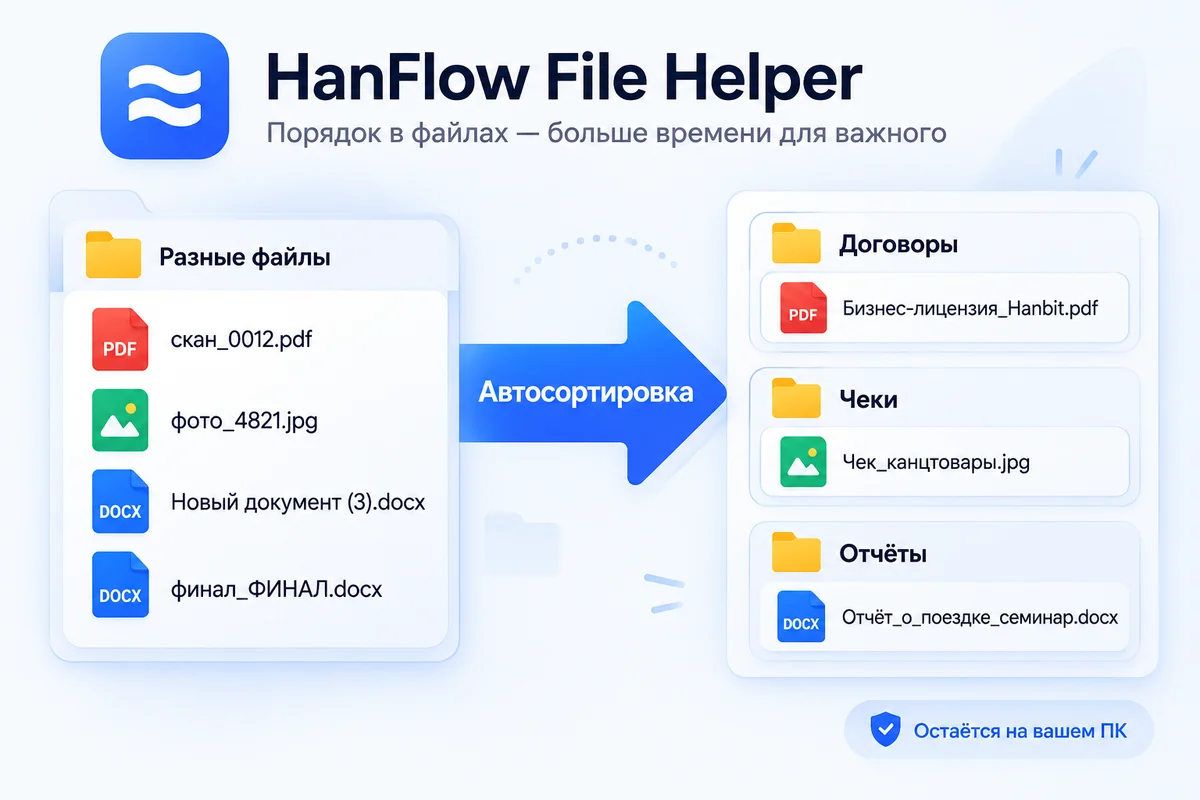Главный экран HanFlow Помощника по файлам