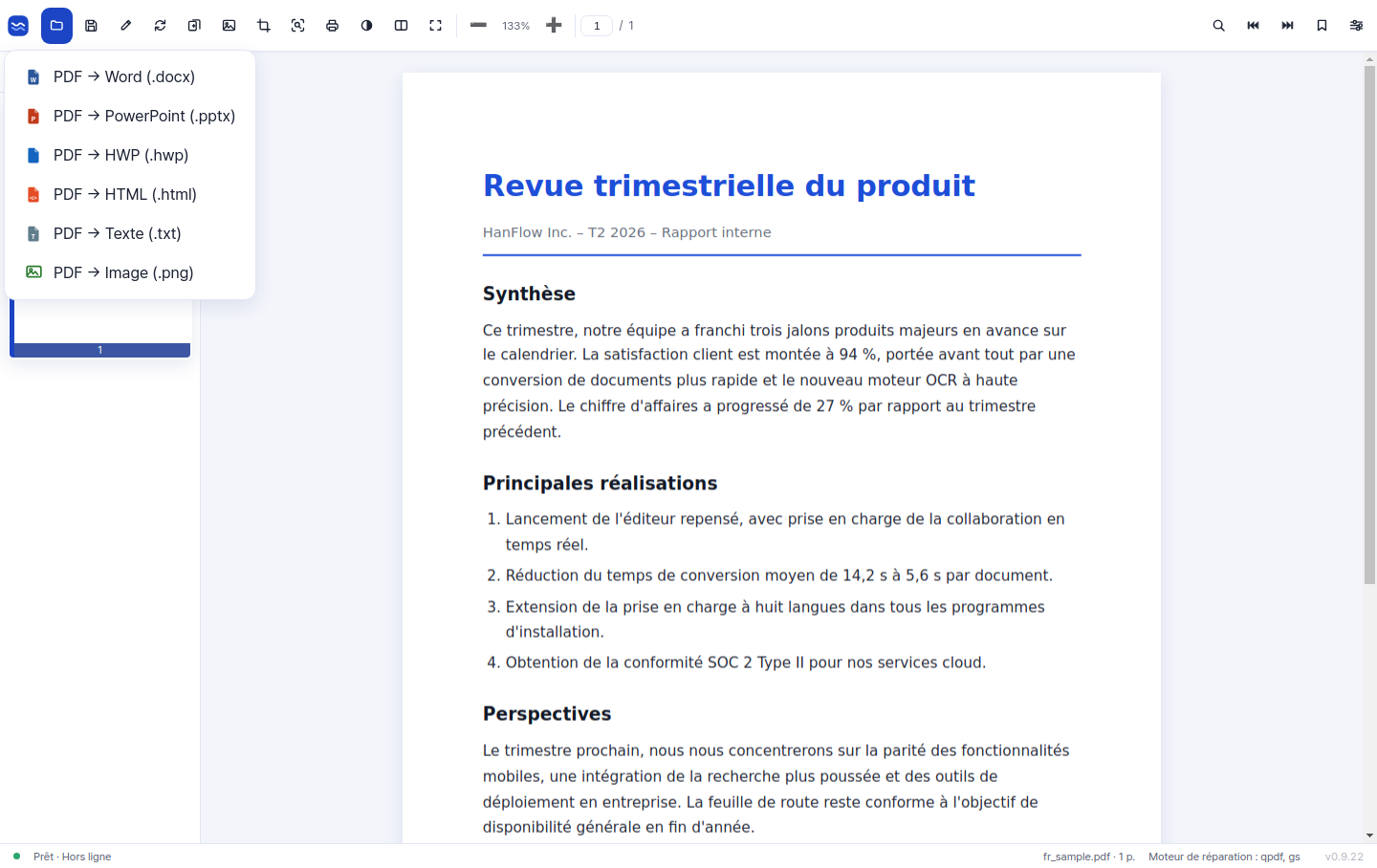 Convertir un PDF en Word, PowerPoint, HTML, texte et images