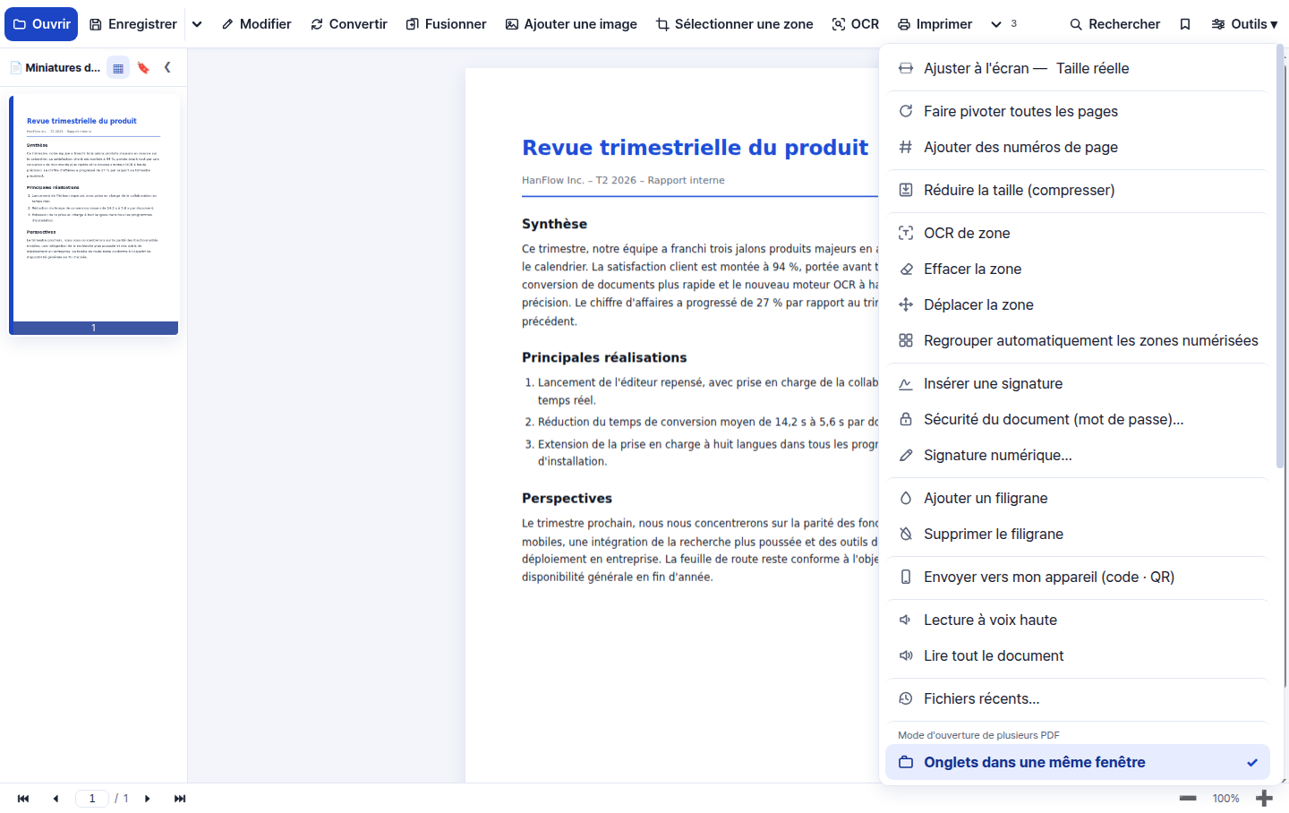 Tout dans un seul menu Outils
