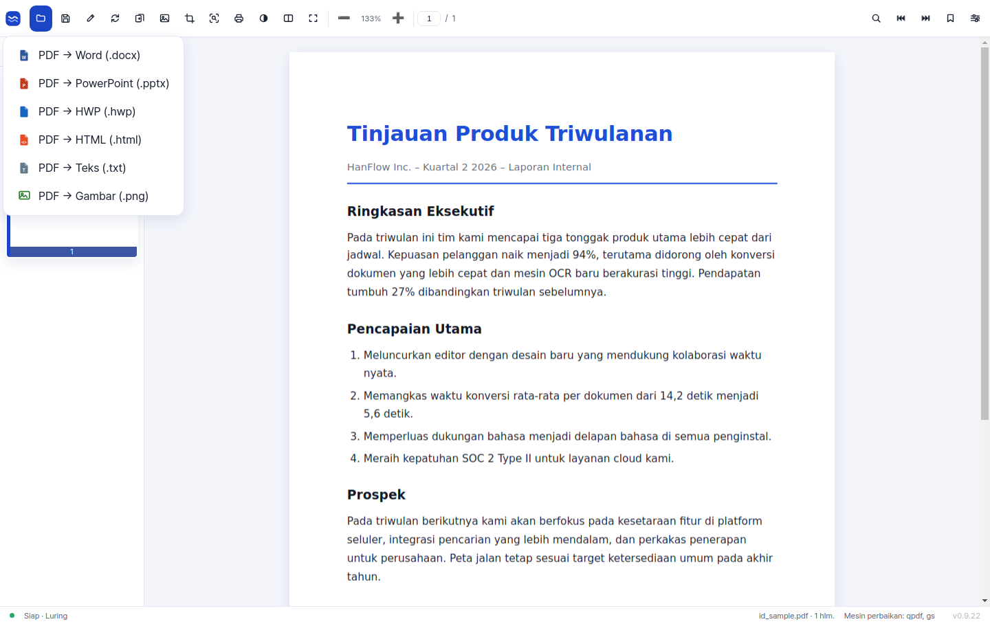 Konversi PDF ke Word, PowerPoint, HTML, teks, dan gambar