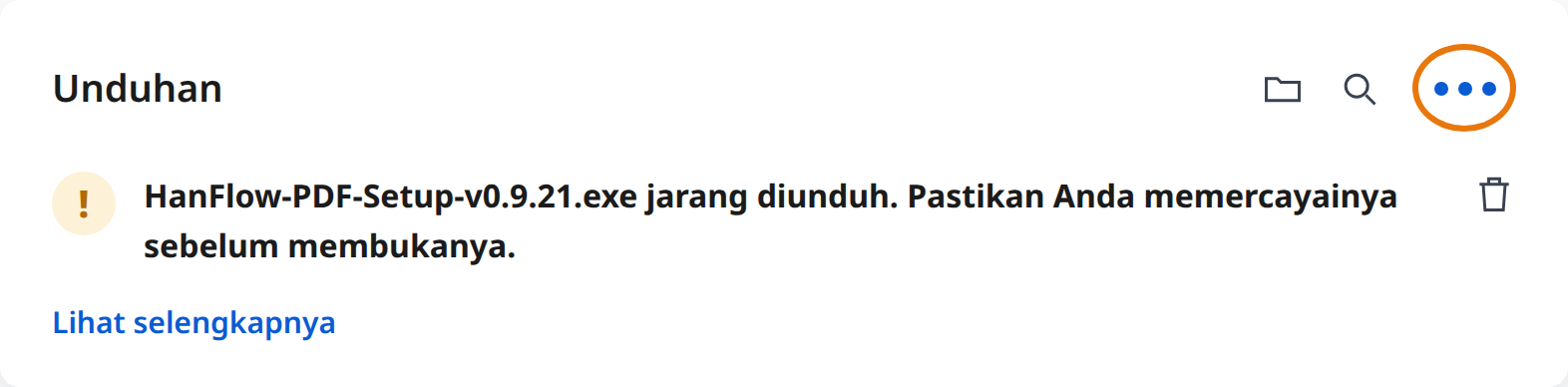 Klik Tindakan lainnya (⋯) pada peringatan unduhan Edge