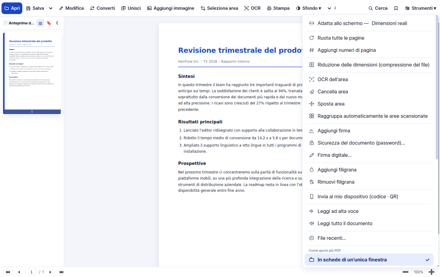 Tutto in un unico menu Strumenti