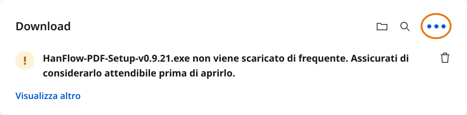 Fai clic su Altre azioni (⋯) nell'avviso di download di Edge