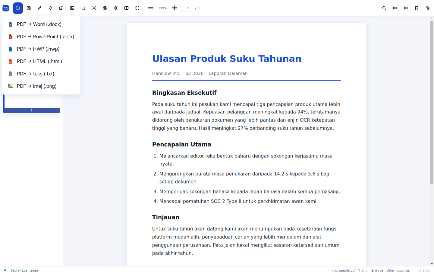 Tukar PDF kepada Word, PowerPoint, HTML, teks dan imej