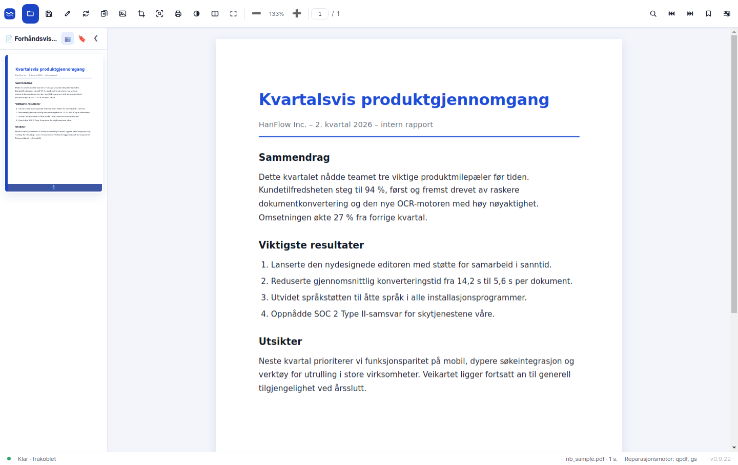 Ryddig skjermbilde for lesing og redigering