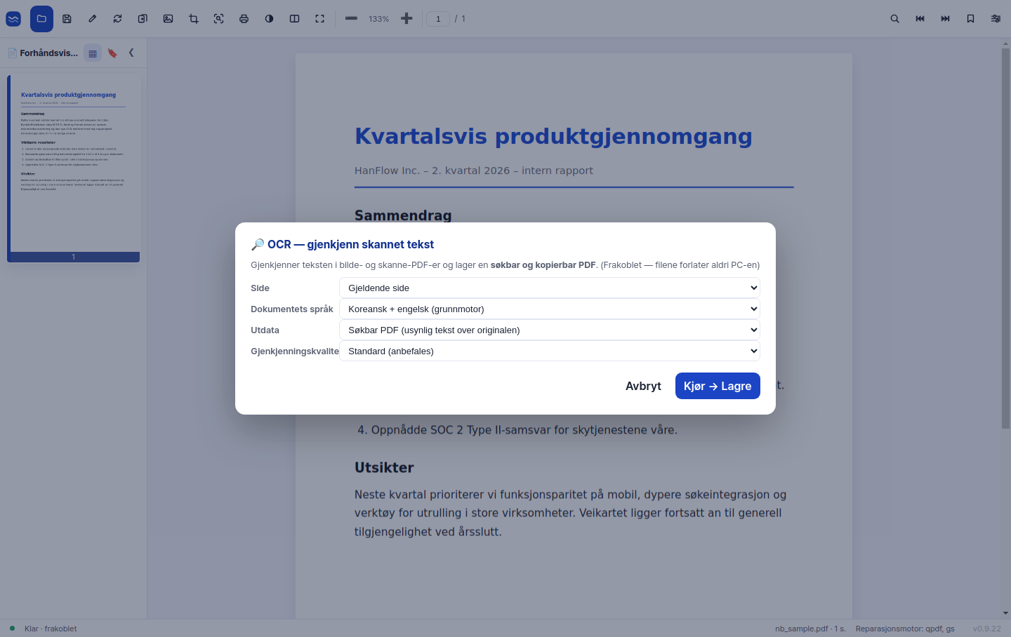 OCR med høy nøyaktighet for skannede dokumenter