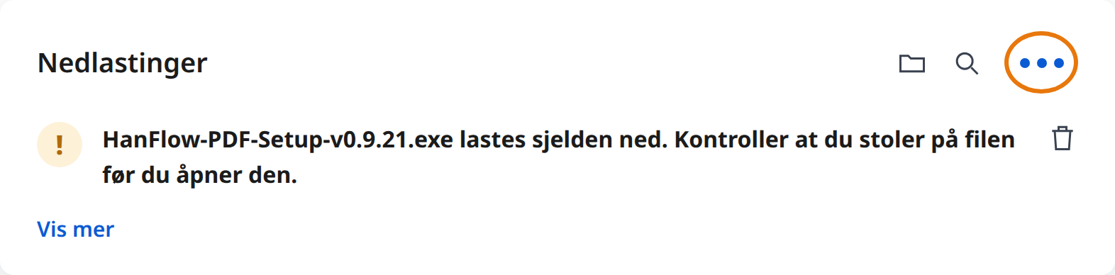 Klikk Flere handlinger (⋯) i Edge-nedlastingsvarselet