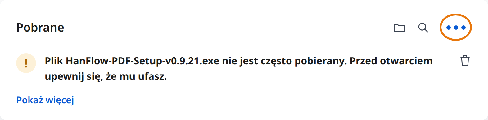 Kliknij Więcej akcji (⋯) w ostrzeżeniu pobierania w Edge