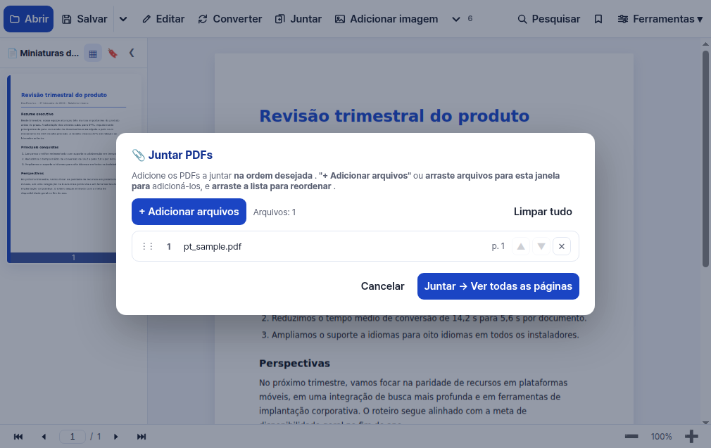 Vários PDFs em um só