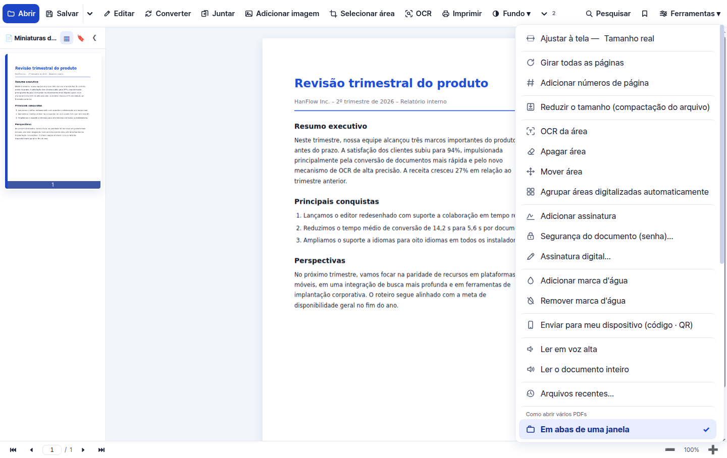 Tudo num único menu de ferramentas