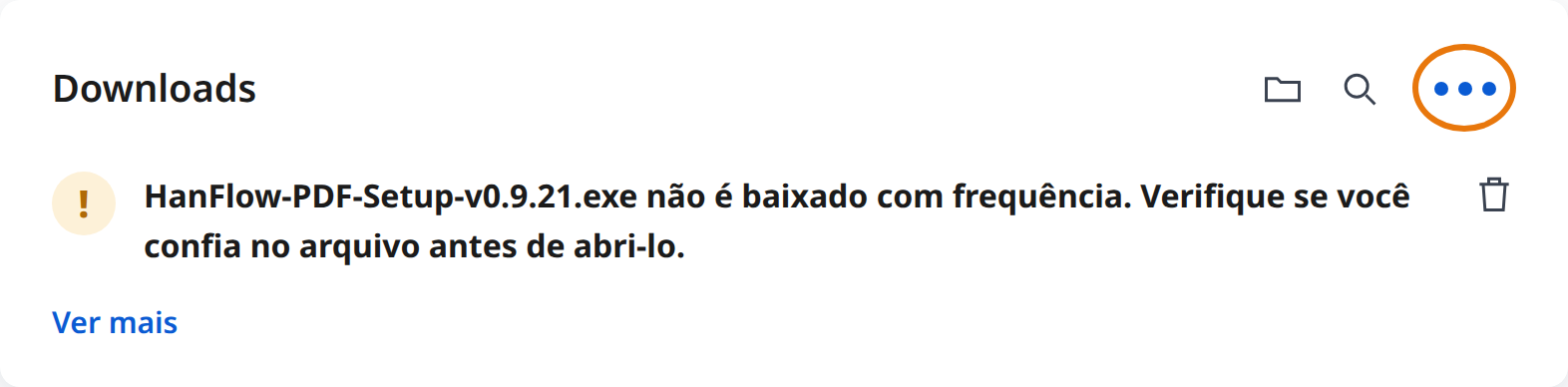 Clique em Mais ações (⋯) no aviso de download do Edge
