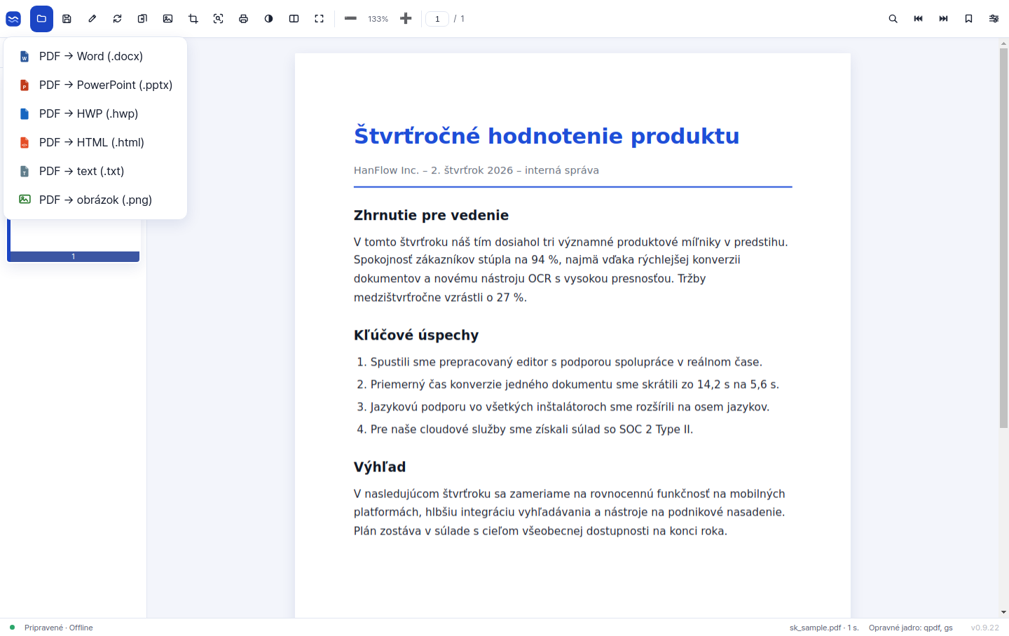 Konvertujte PDF do Wordu, PowerPointu, HTML, textu a obrázkov