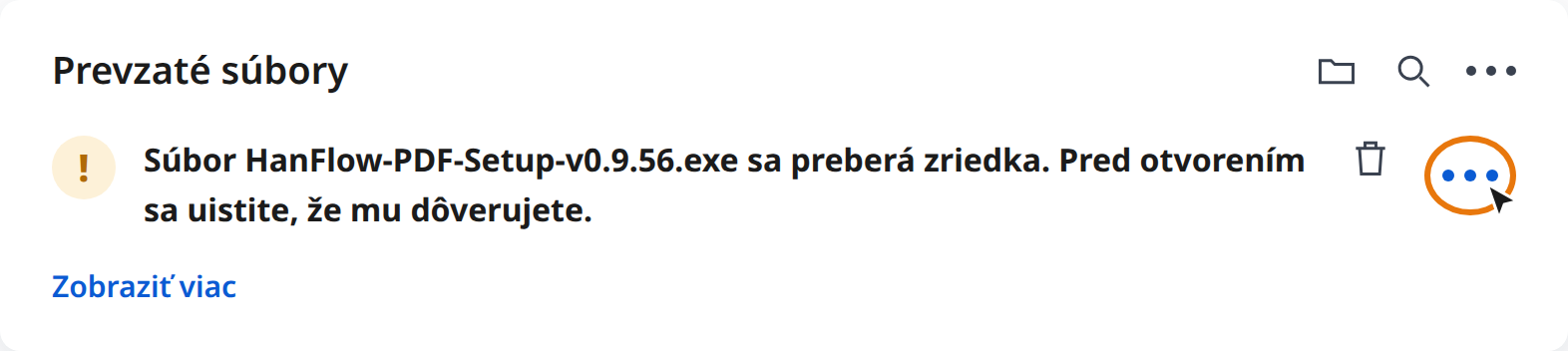 Kliknite na Ďalšie akcie (⋯) vo varovaní o sťahovaní v Edge