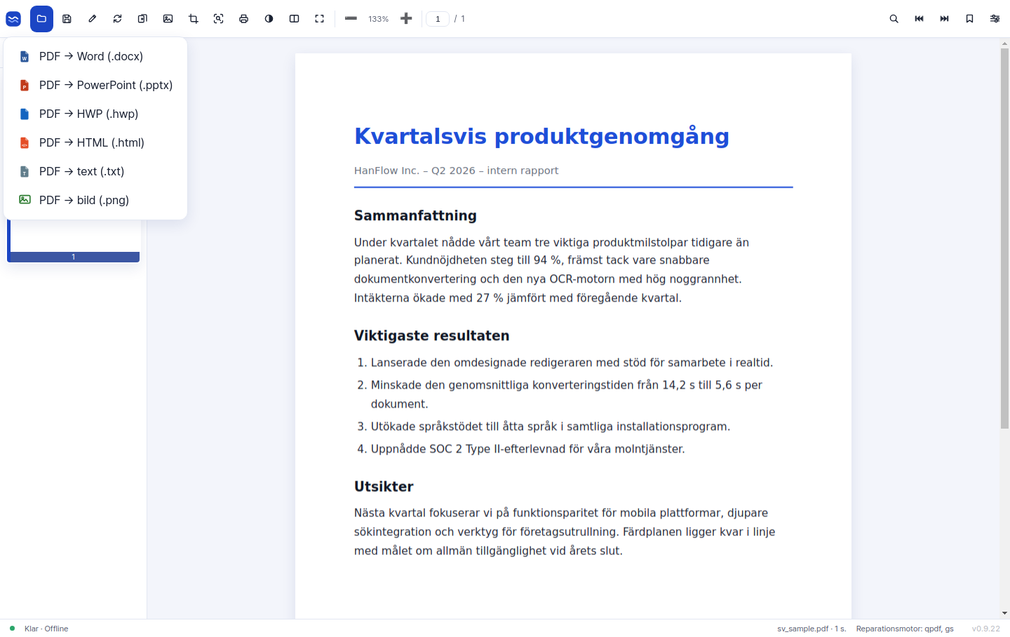 Konvertera PDF till Word, PowerPoint, HTML, text och bilder