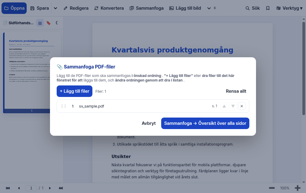 Flera PDF:er blir en