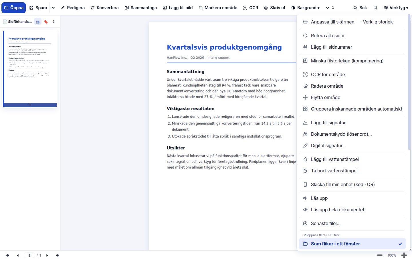 Allt i en verktygsmeny