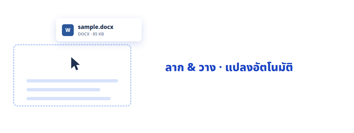 วางไฟล์ลงไป แล้วได้ PDF