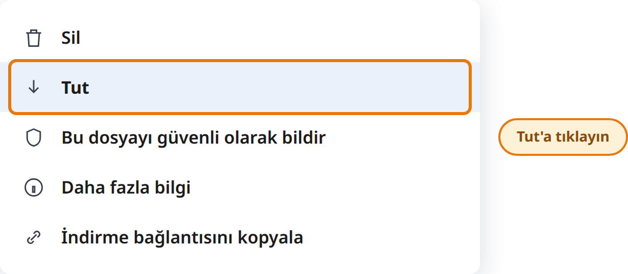 Menüde Sakla'ya tıklayın