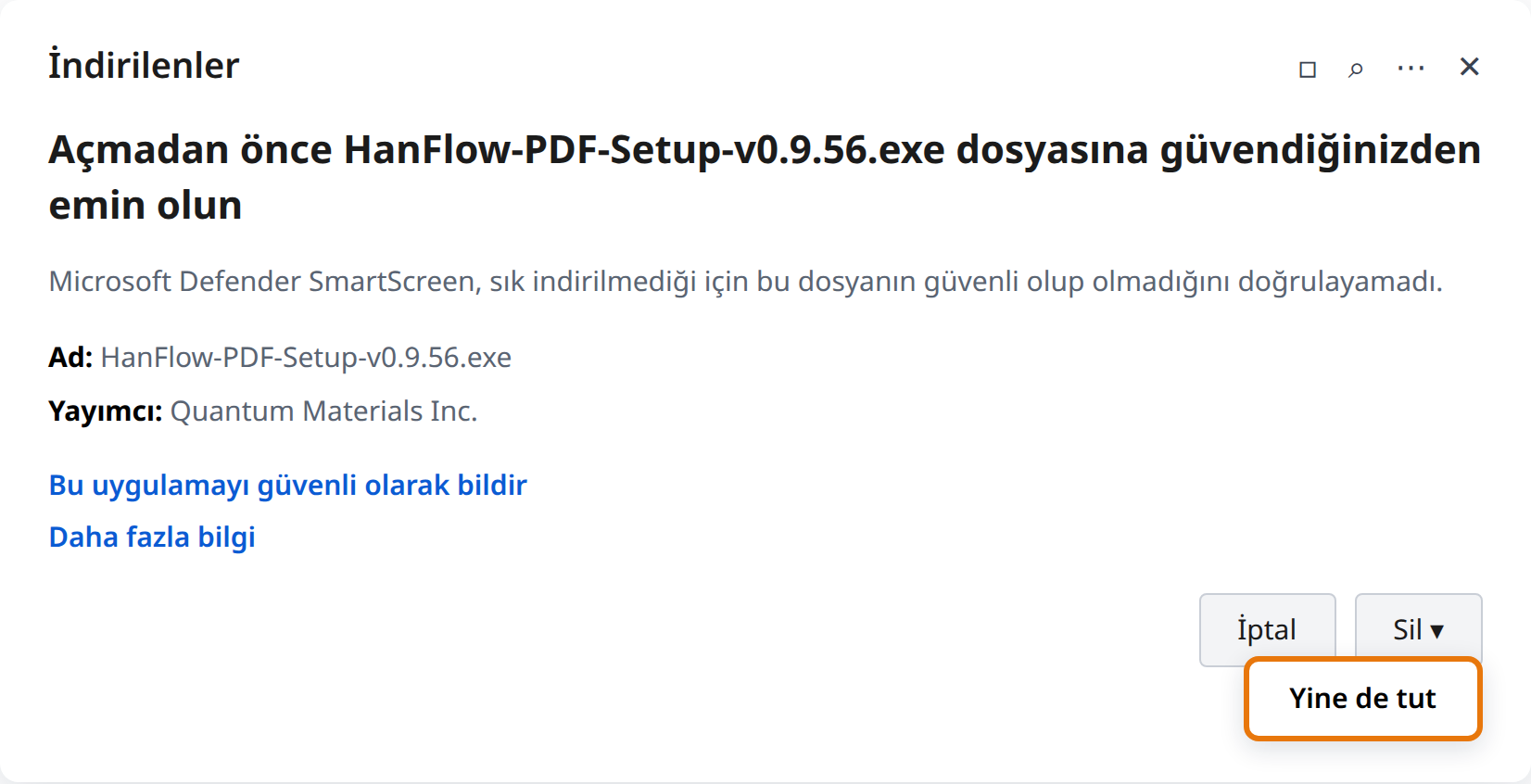 Sil'in yanındaki oka, ardından Yine de sakla'ya tıklayın
