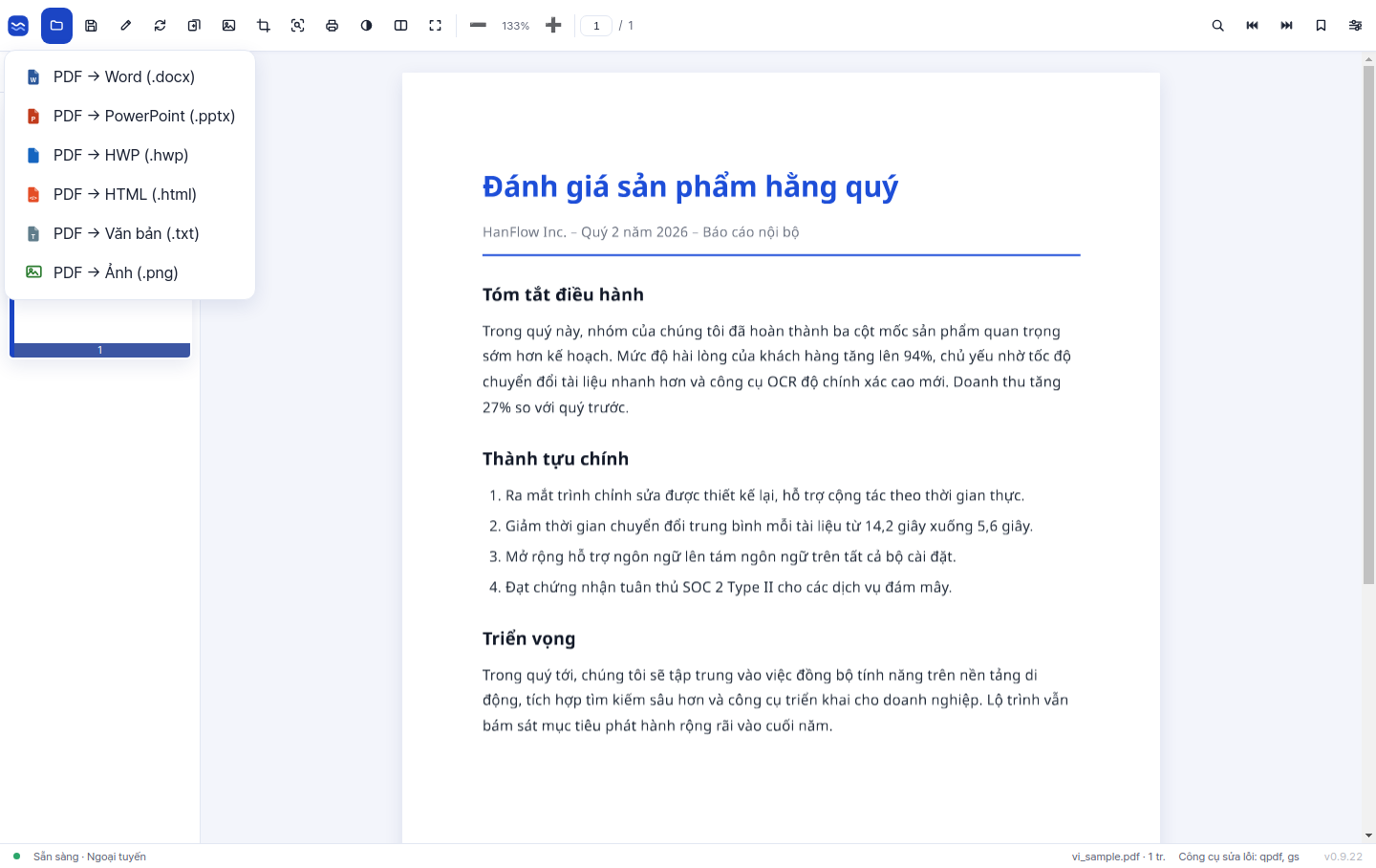 Chuyển PDF sang Word, PowerPoint, HTML, văn bản và hình ảnh
