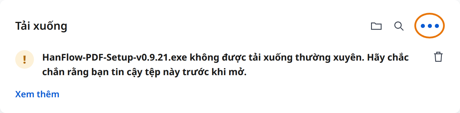 Nhấp Tác vụ khác (⋯) trong cảnh báo tải xuống của Edge